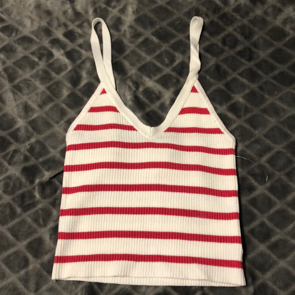 Red & white striped crop top. Never worn